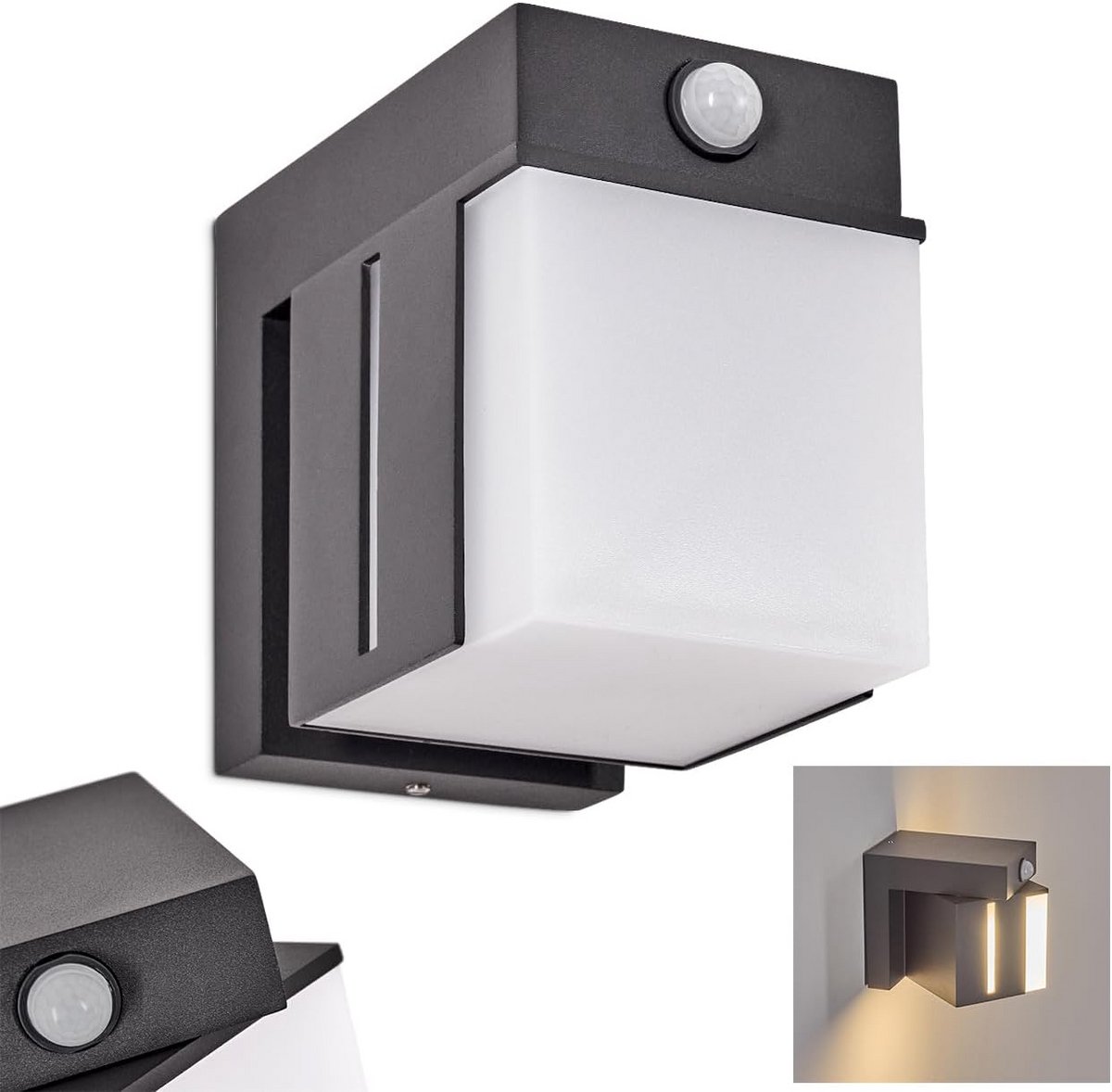 Moderne LED Buitenwandlamp met Bewegingsmelder | Antraciet & Wit | IP54