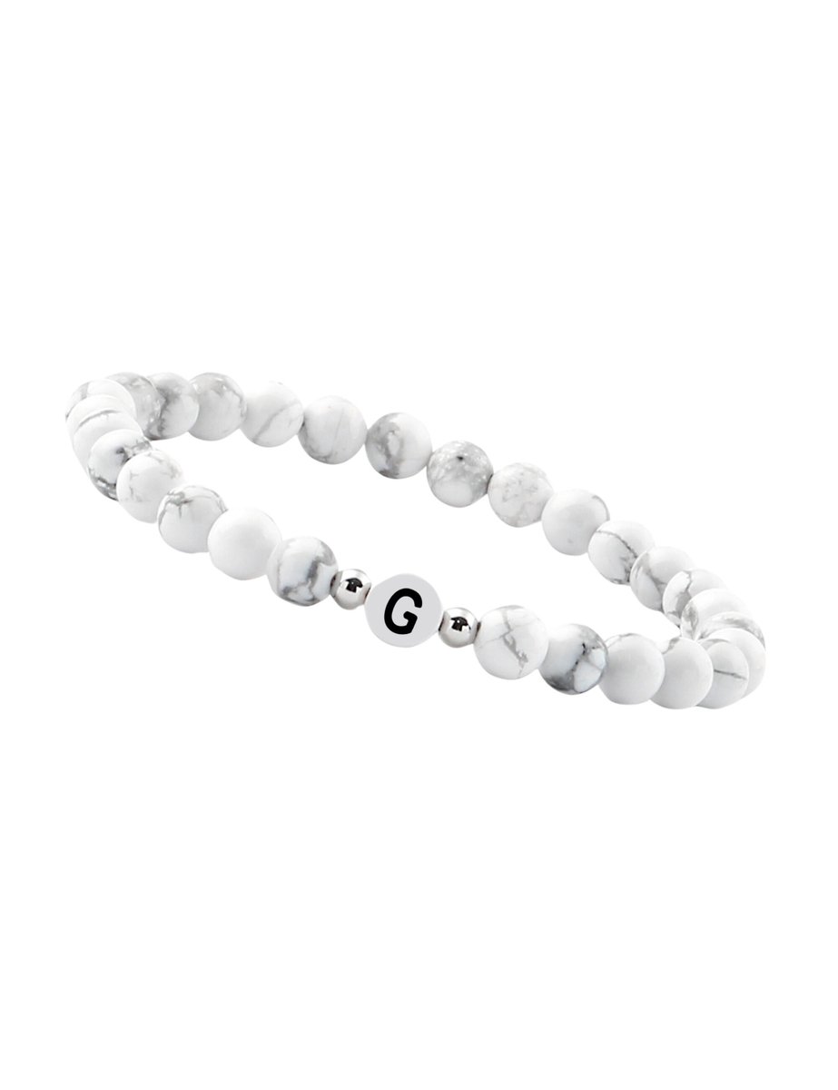 good.designs Parelarmband van howlietstenen met de letter G