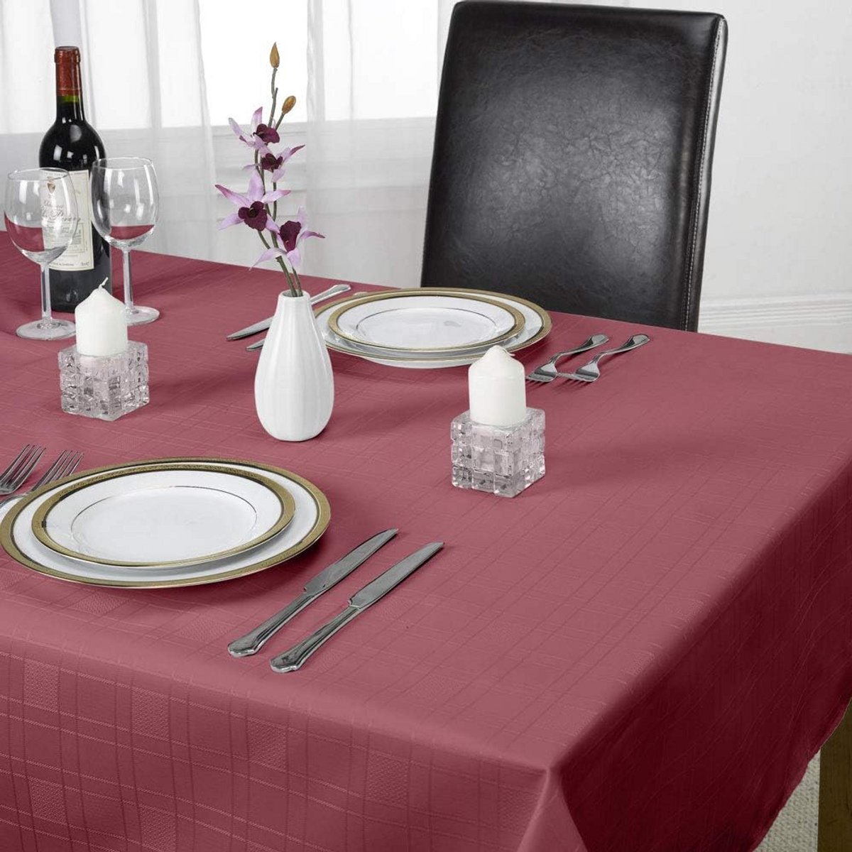 Elegante Wijnrode Tafelkleed Rechthoekig 178x127 cm - Hoogwaardig Polyester Damast