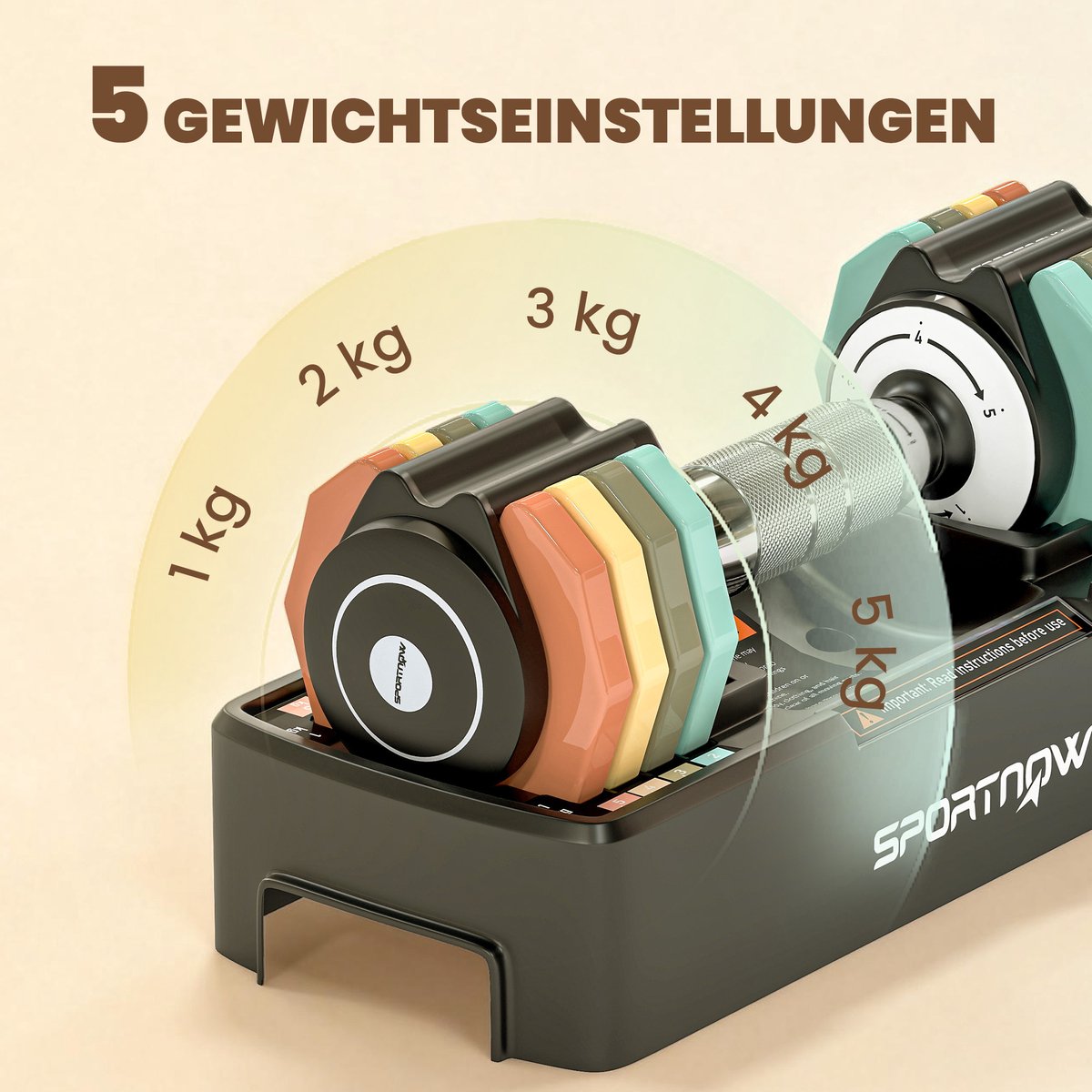 Sportnow Dumbbell Set-Gesmeed staal-28L x 10,6B x 10,4H cm-Veelkleurig – foto 6