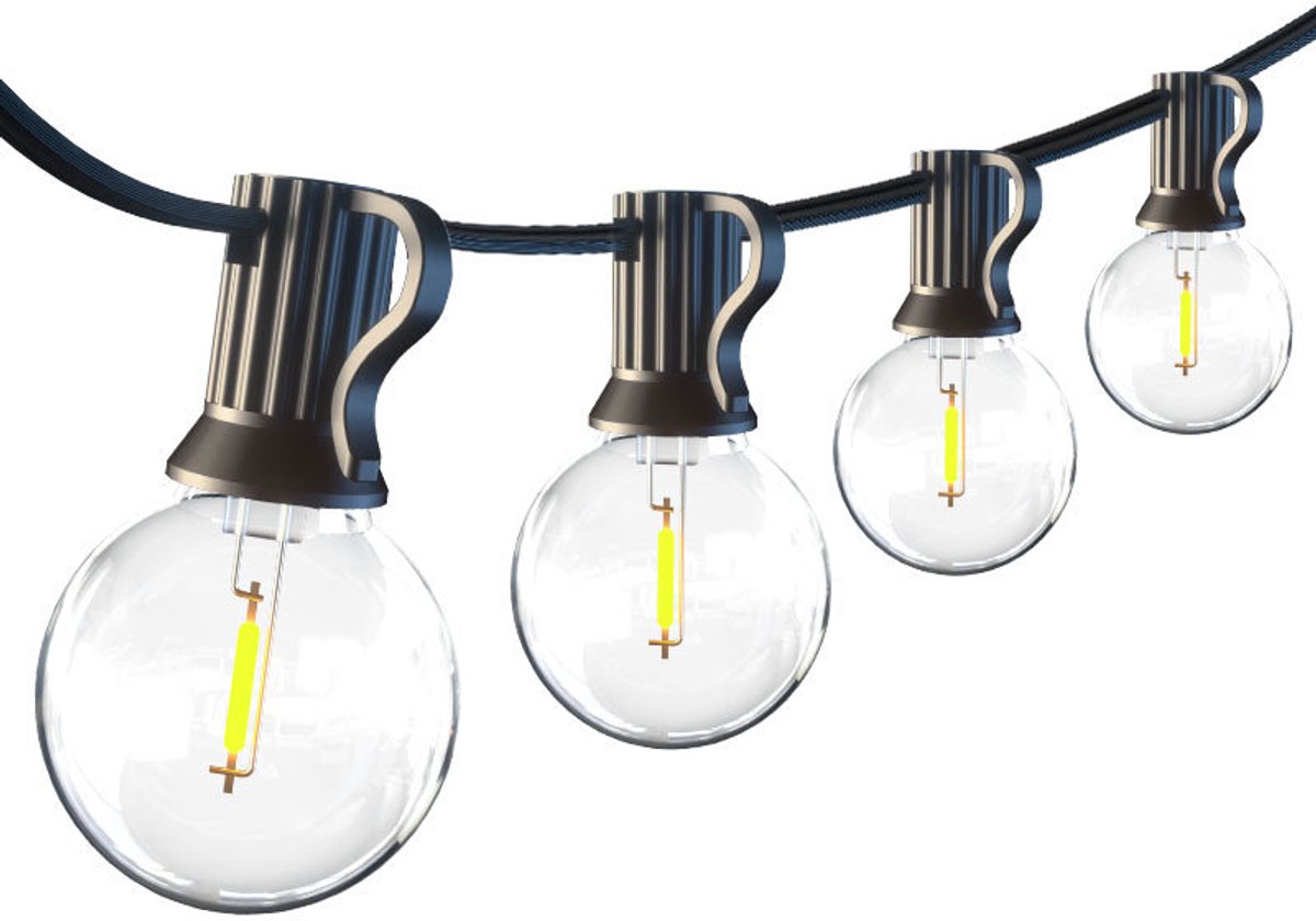 Buitenlichtslinger, IP44, 30 meter, met 50 LED-lampjes - Buitenlichtslinger, waterdicht, warmwitte buitenlichtketting, 24V, geschikt voor terrassen, bruiloften, Kerstmis(Zonder afstandsbediening)