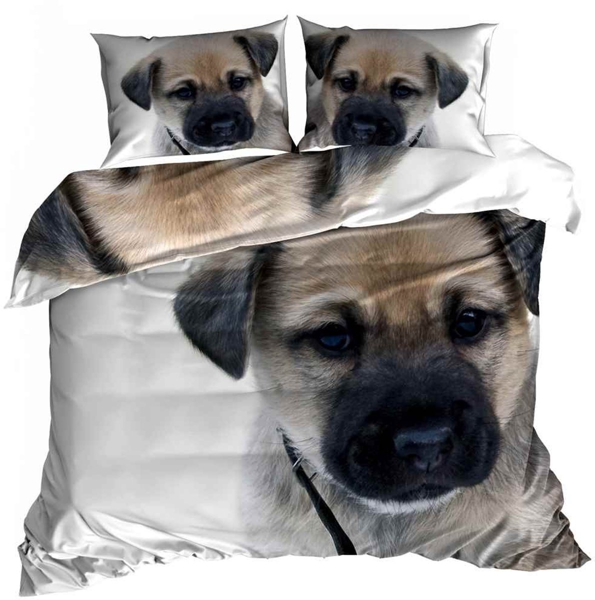 Comfort Premium - 3D Dekbedovertrek - 160x200 cm - Katoen Satijn - Puppy - Inclusief 2 Kussenslopen 70x80 cm