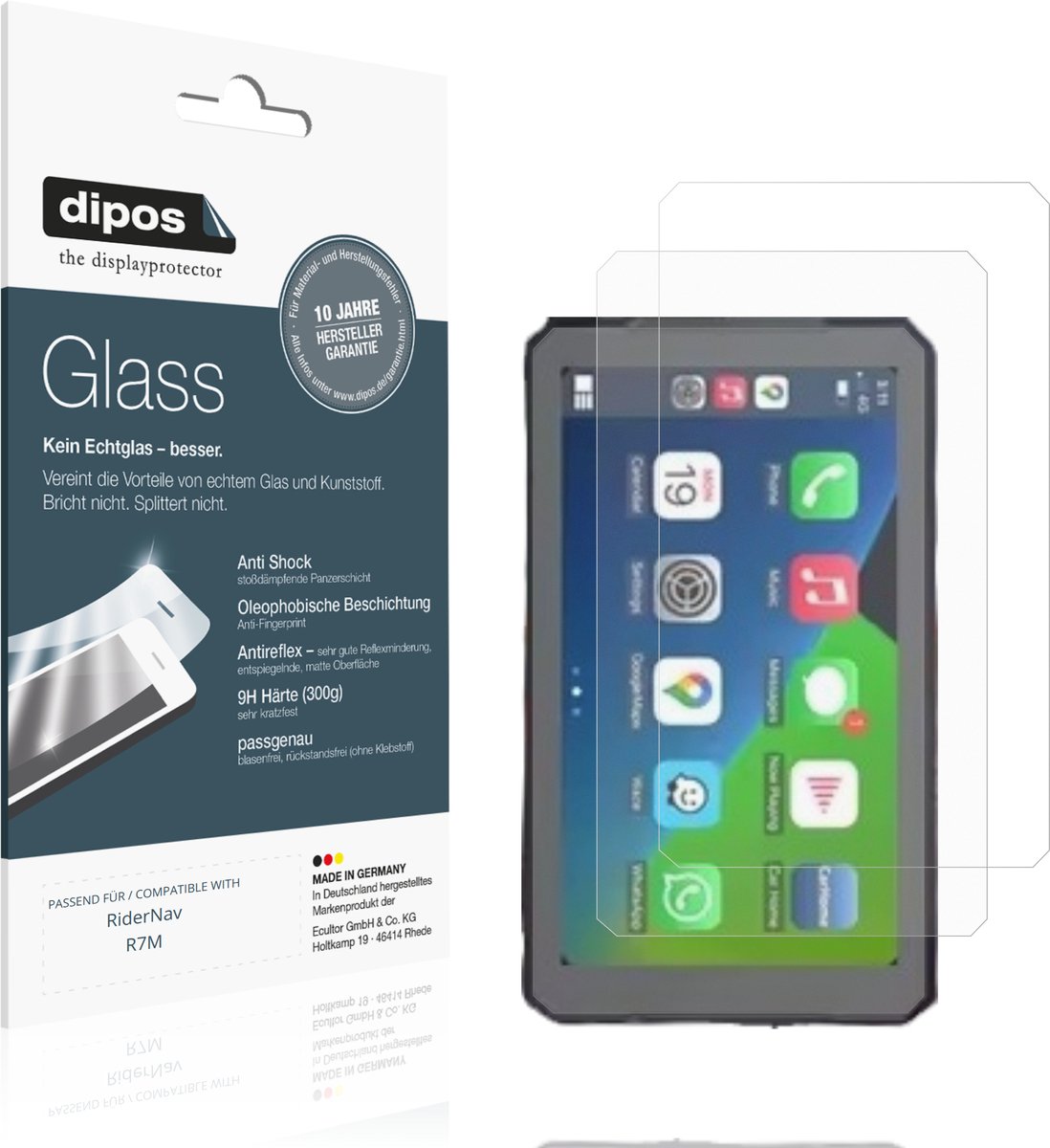 dipos – 2x Matte Pantserfolie geschikt voor RiderNav R7M | 9H Screenprotector