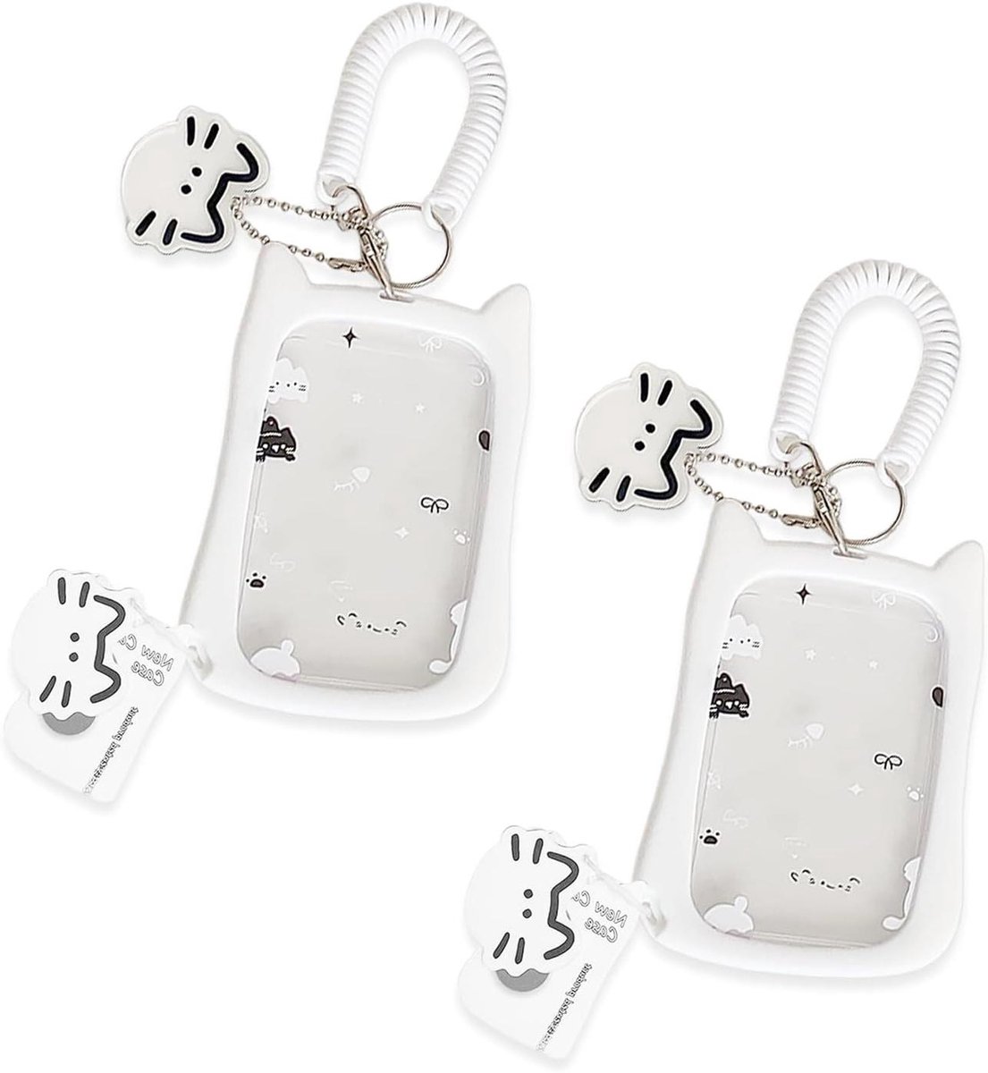 Schattige Kat Oren Kaart Sets - Set van 2 - Opberg- en Beschermhoesjes voor Studentenkaarten - Zachte en Schattige Ontwerpen