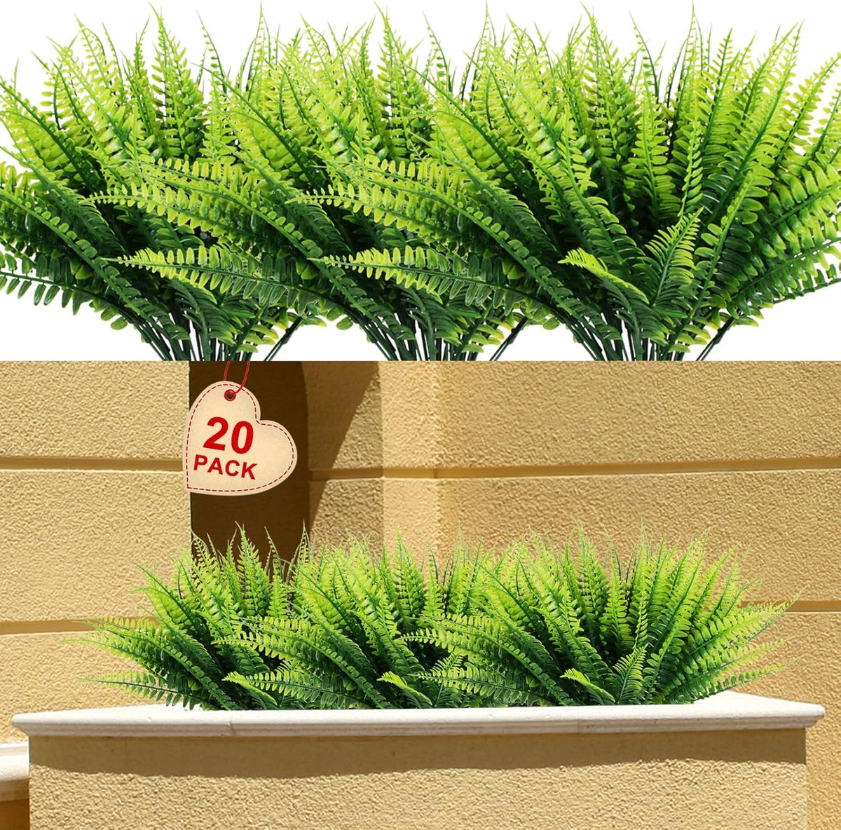 Kunstmatige varens - Set van 20 UV-bestendige groene planten voor binnen en buiten decorat