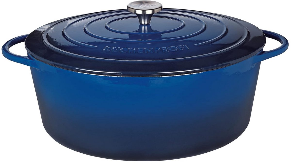 Ovale gietijzeren braadpan 35 cm - Blauw
