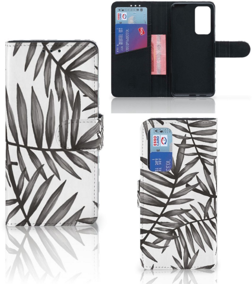Huawei P40 Hoesje Leaves Grey