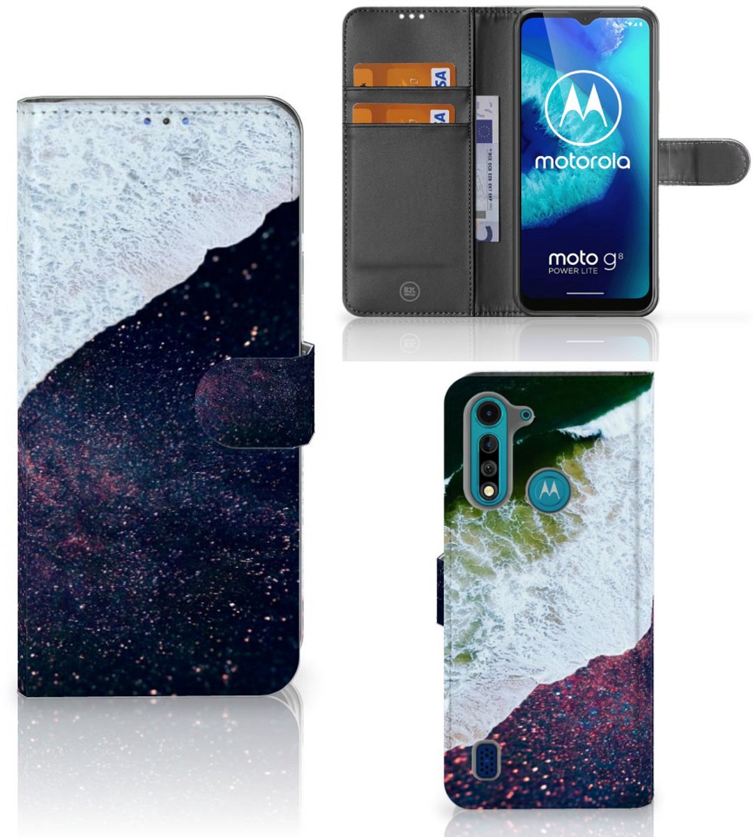 Motorola G8 Power Lite Book Case Sea in Space