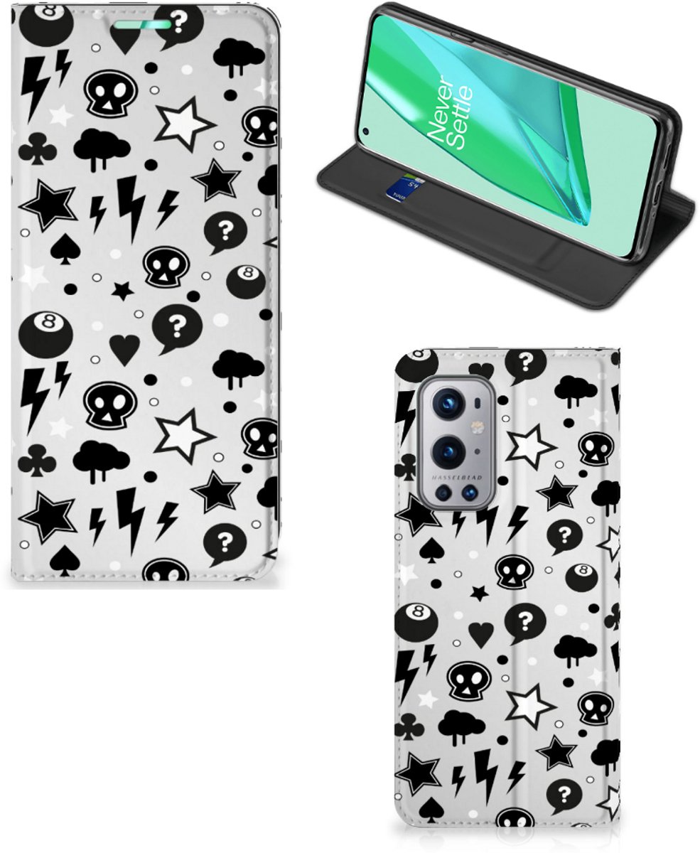 Standcase Hoesje voor Mobiel BookCase OnePlus 9 Pro Silver Punk