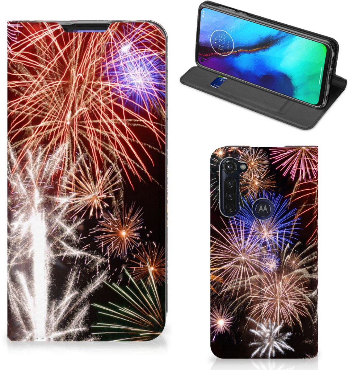 Motorola Moto G Pro Hippe Standcase Vuurwerk