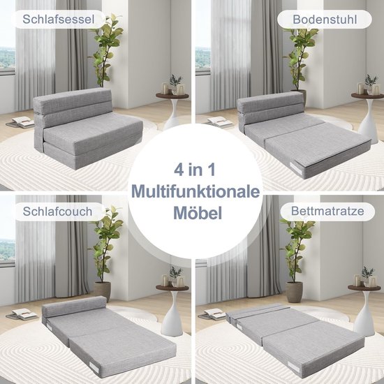 Futon Slaapbank met Traagschuim - Inklapbare Meubel voor Woonkamer en Appartement van Merkloos — afbeelding 3
