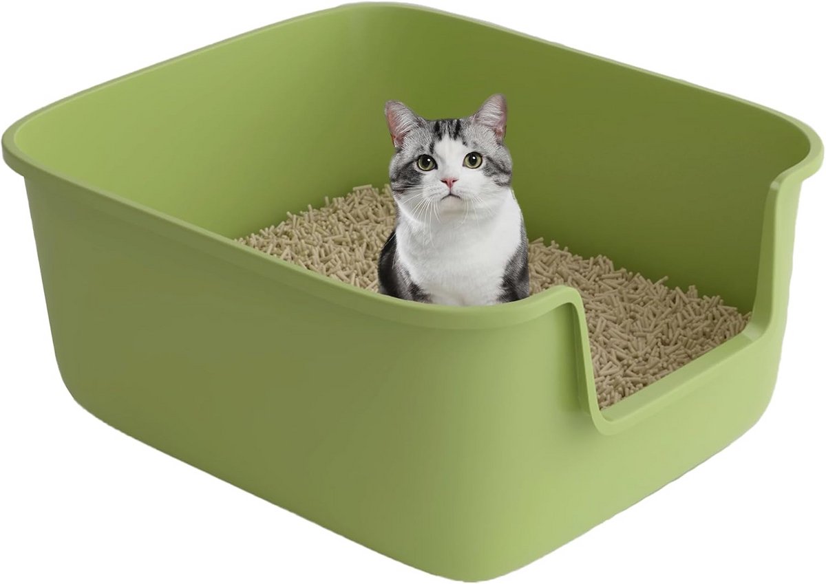 Kattenbak met Hoge Zijden en Open Top – Ruimte voor Comfortabel Ontspannen