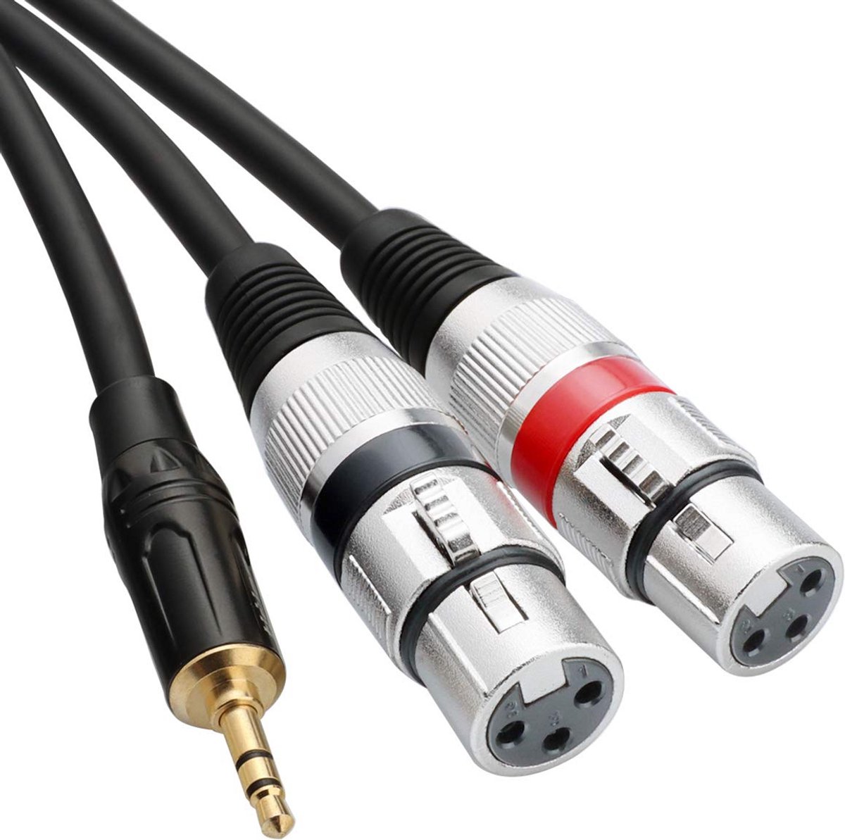 Dual XLR naar 3,5 mm Jack Microfoonkabel - Ongebalanceerd Y-Splitter - 1m