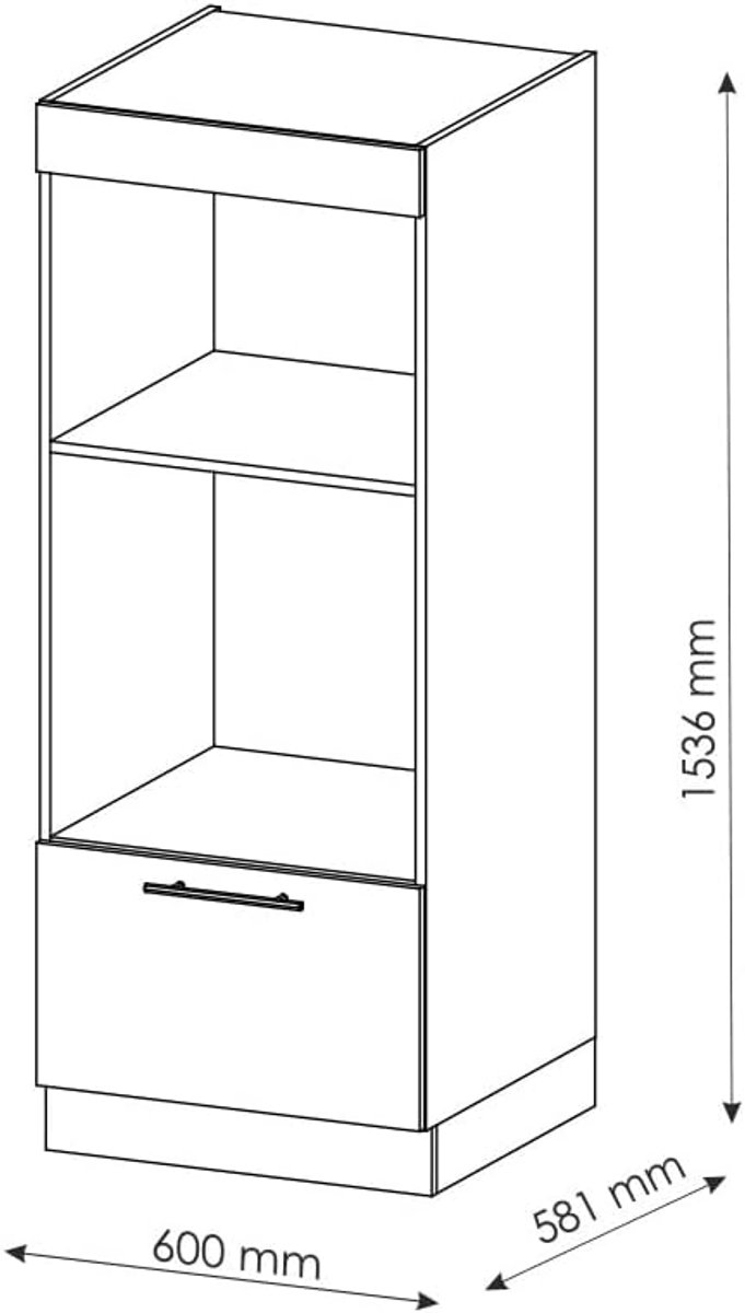 Open Magnetronkast 60 cm in Zwart Eiken Hoogglans en Goudkracht