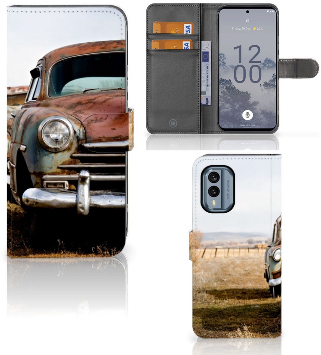 Nokia X30 Telefoonhoesje met foto Vintage Auto