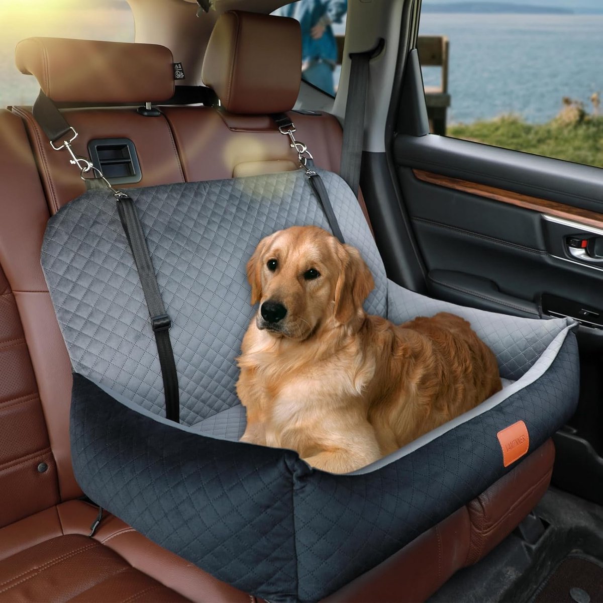 Hondenautostoelbed voor grote en middelgrote honden of twee kleine honden