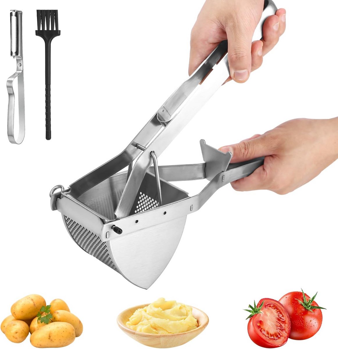 RVS Aardappelstamper voor Zacht Pureren van Groente, Fruit en Babyvoeding