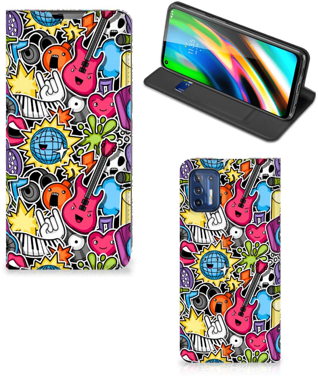 Standcase Hoesje voor Motorola Moto G9 Plus Hippe Standcase Punk Rock
