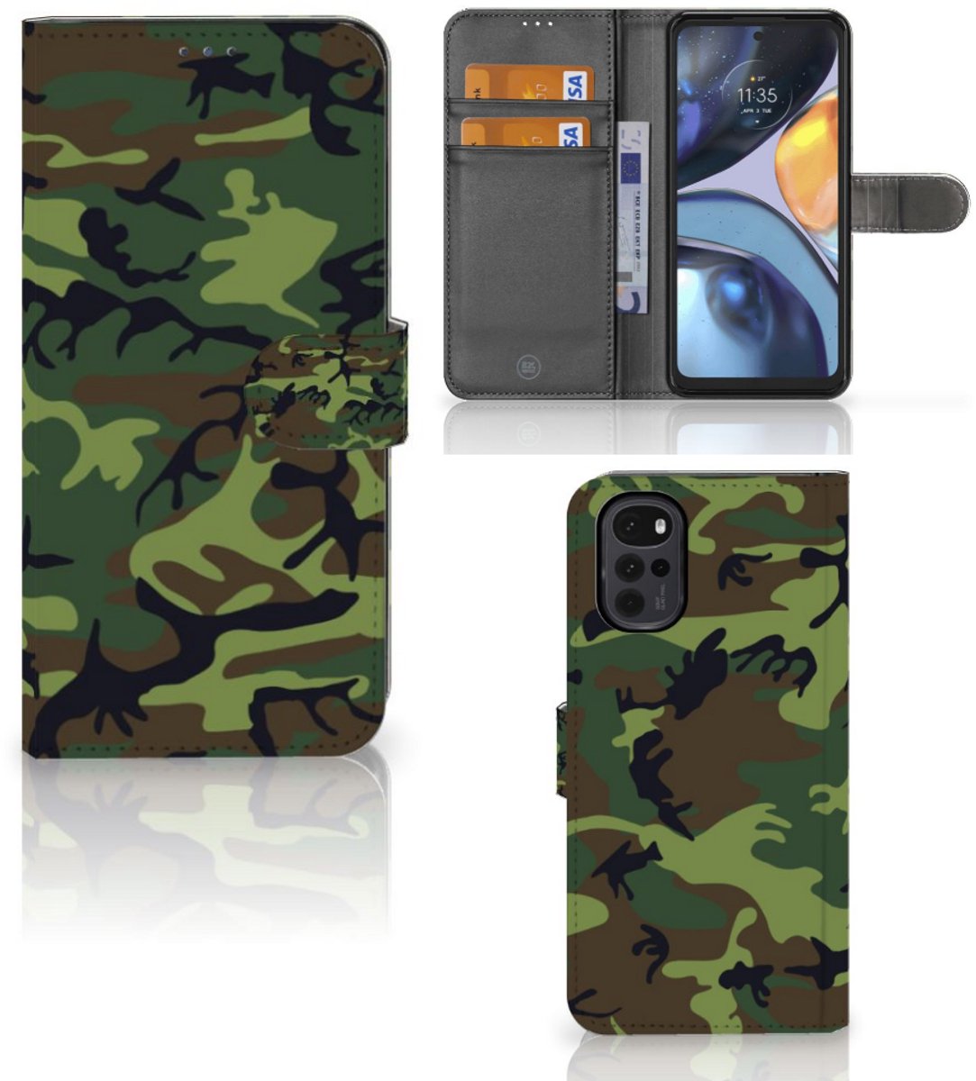Motorola Moto G22 Telefoon Hoesje Army Dark