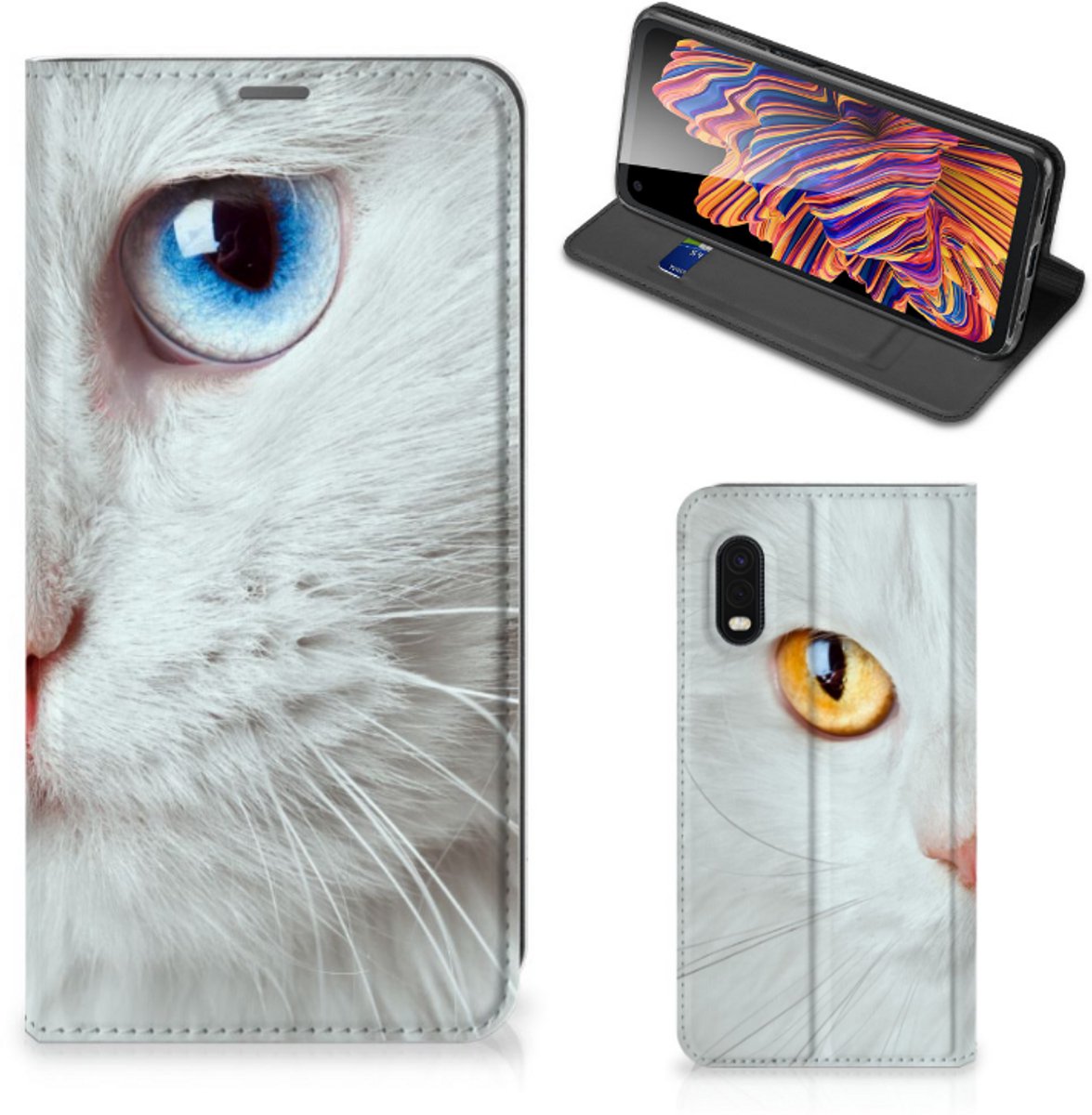 Samsung Xcover Pro Hoesje maken Witte Kat