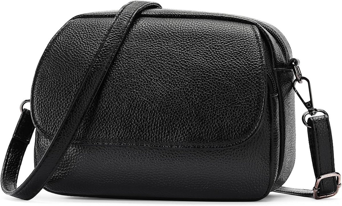 Dames Schoudertas - Leren Crossbody Tas met Verstelbare Schouderriem en 5 Compartimenten