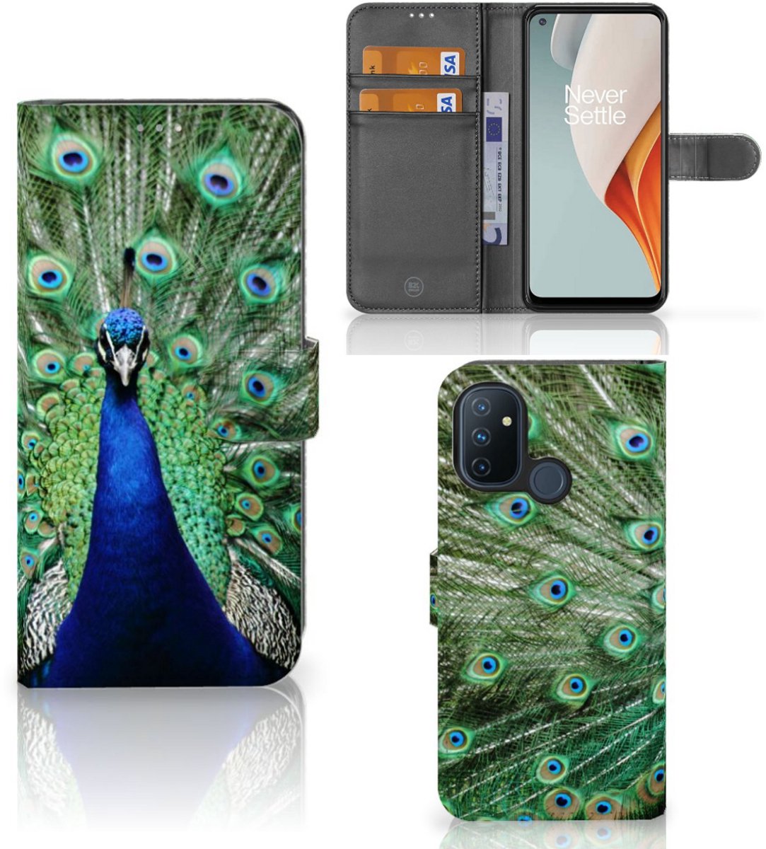 OnePlus Nord N100 Telefoonhoesje met Pasjes Pauw