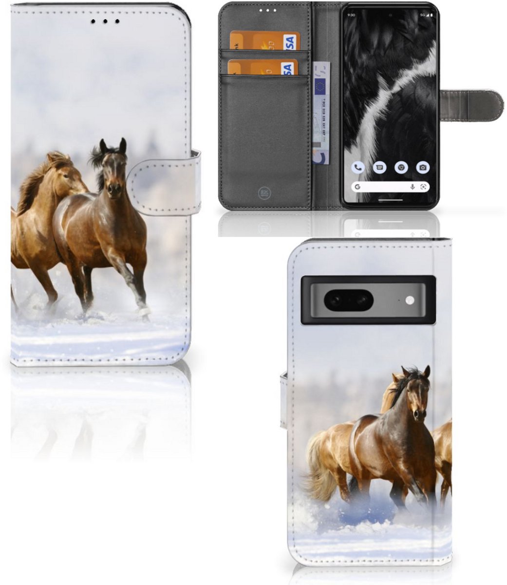 Google Pixel 7 Telefoonhoesje met Pasjes Paarden