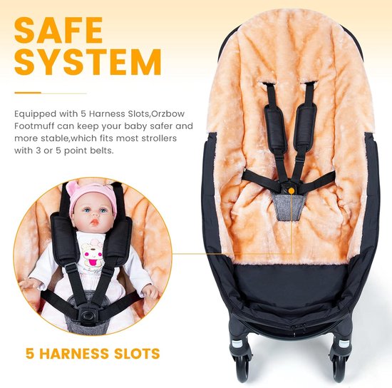 Winter Voetenzak voor Kinderwagen en Buggy met Warm Faux Schapenvacht Voering - Afneembaar en Machinewasbaar — afbeelding 2