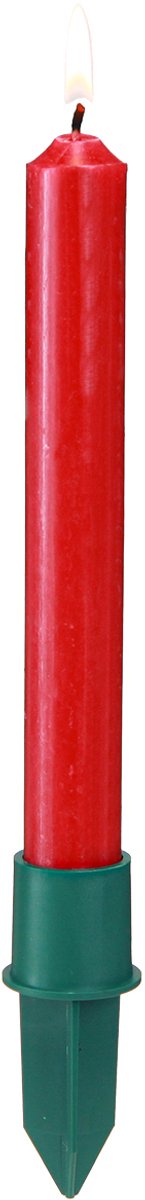Kandelaars voor taps toelopende kaarsen, groen plastic, Ø2,2 cm, 5 stu
