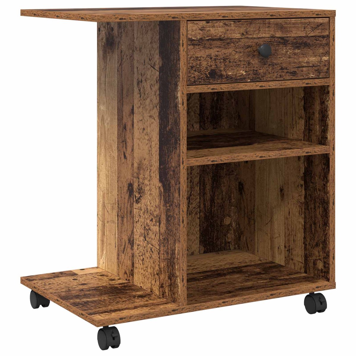 vidaXL - Printerstand - met - lade - Oudhout - 60 - x - 40 - x - 68,5 - cm - Bewerkt - hout