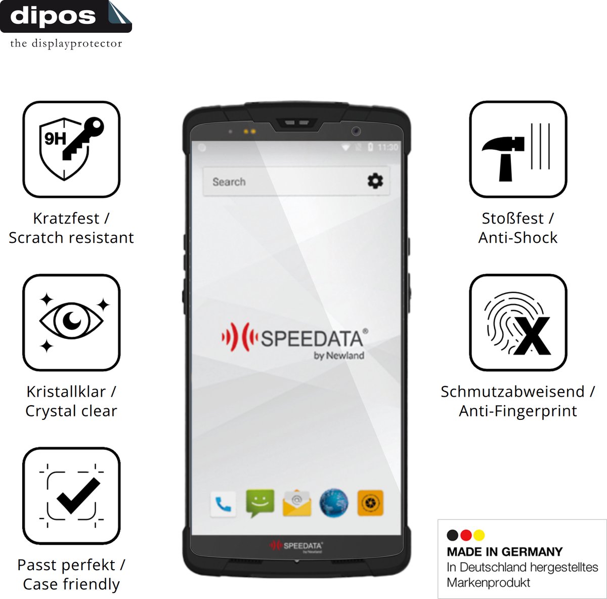 dipos – 2x Pantserfolie geschikt voor Newland SD55 Lynx UHF | 9H Screenprotector