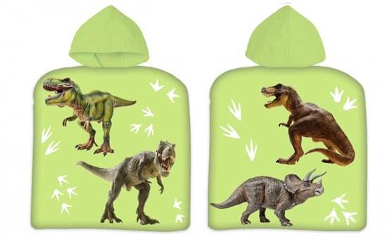 Badponcho Dino Groen 100% katoen van Fresk — afbeelding 3