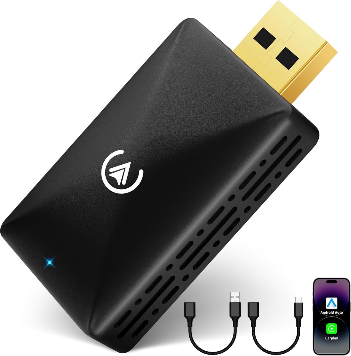 Draadloze Android Auto & Carplay Adapter - 2-in-1 USB C/A Converter voor Auto's, Draadloze Verbinding met 5 GHz Wifi