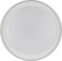 Ronde, witte plafondlamp met een dunne, grijze rand aan de buitenzijde.