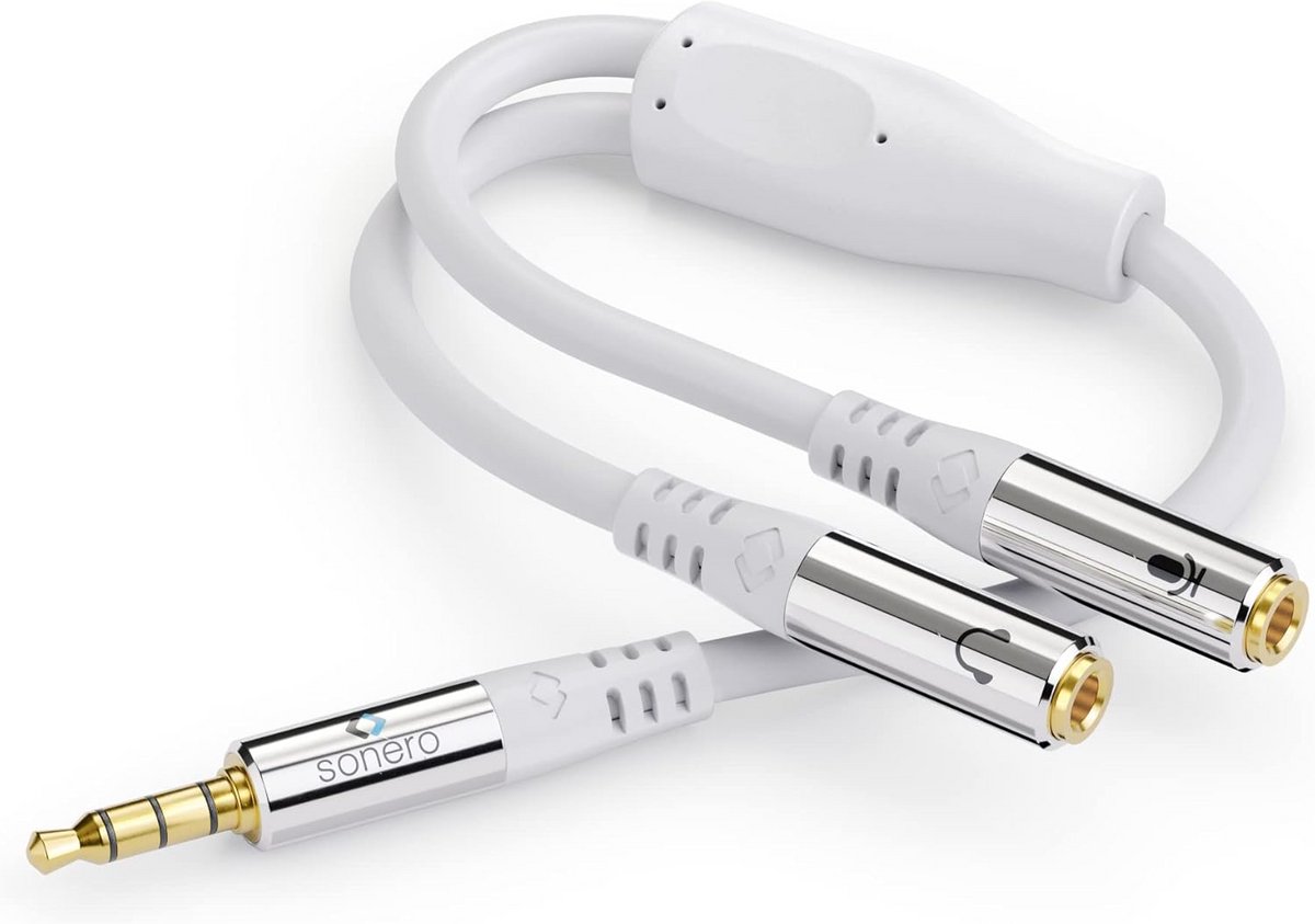 3.5 mm Headset Adapter Y-Kabel voor Hoofdtelefoon en Microfoon - 0.25 m