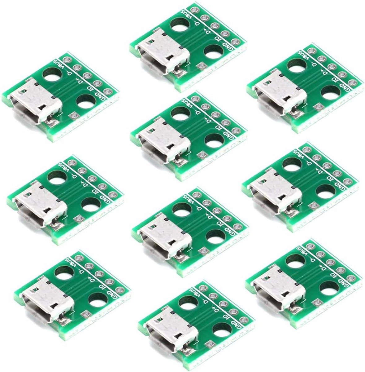 10 stuks MICRO USB naar DIP Vrouwelijke Adapter - 5 Pins PCB Connector