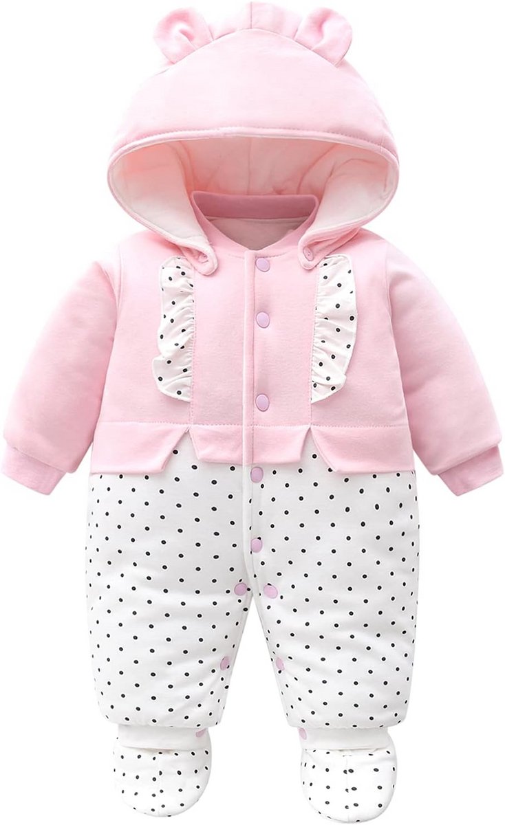 Warme Baby Romper Sneeuwpak met Afneembare Capuchon | Katoen Jumpsuit voor Jongens en Meisjes (0-12 maanden)