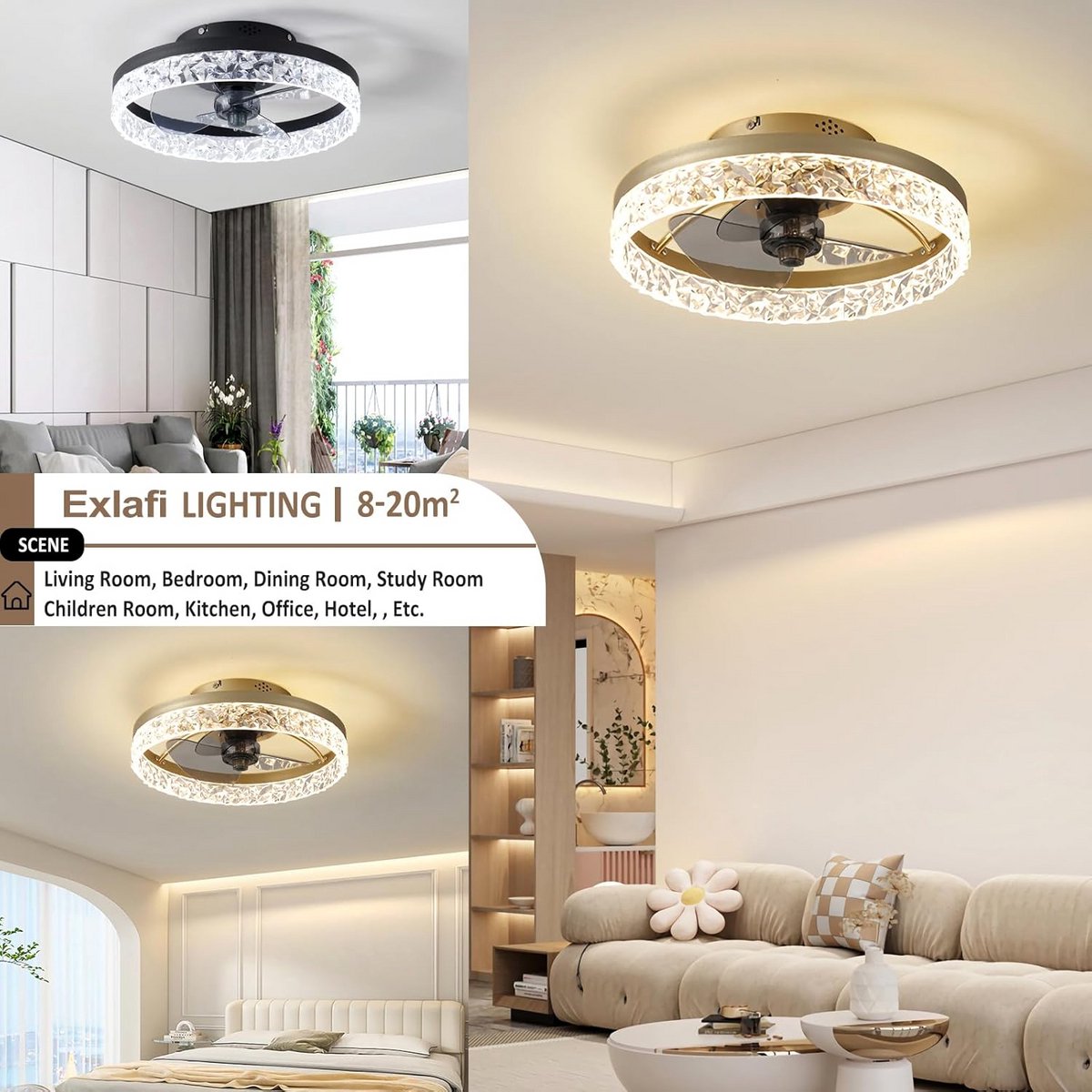 Moderne Plafondventilator met Verlichting en Afstandsbediening - Dimbaar en Met 6 Snelheden – foto 6