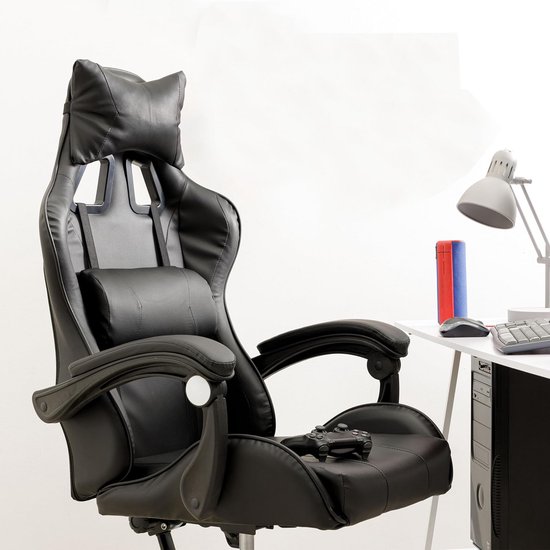 Ergonomische Gamingstoel met Hoofdsteun en Verstelbare Rugleuning — afbeelding 3