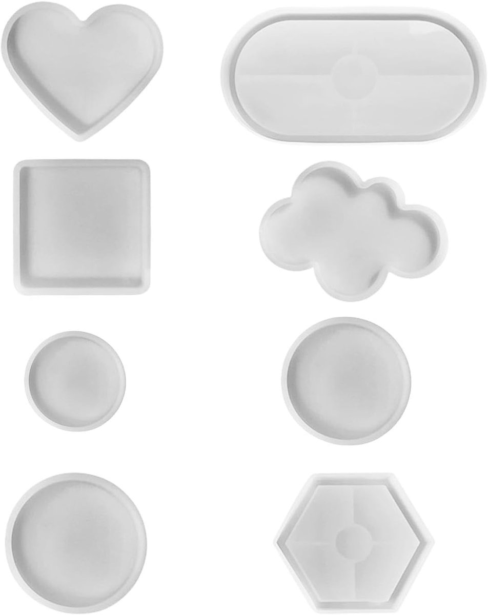 Siliconen Mal voor Epoxyhars - 8 Stuks Gietvormen voor Onderzetters en Decoraties