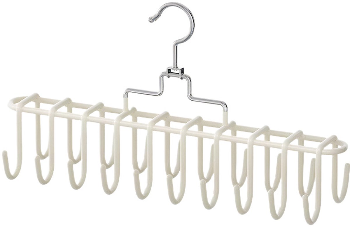 Riem- en stropdashanger met antislipcoating voor een georganiseerde kledingkast. Stevige haken voor sjaals, hoeden en riemen. Ruimtebesparende multifunctionele opbergoplossing.