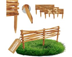 BOGATECO Hazelnoot Insteekhek Set van 3 - 90 x 20 cm - Tuinhek & Bedborder - Natuurlijk Pikethekwerk - Bruin