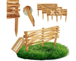 BOGATECO Hazelnoot Insteekhek Set van 3 - 60 x 20 cm - Tuinhek & Bedborder - Natuurlijk Pikethekwerk - Bruin