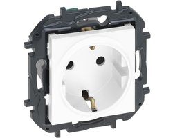 Inbouwstopcontact 2-polig+aarde 16A Aluminium Samenstelbaar