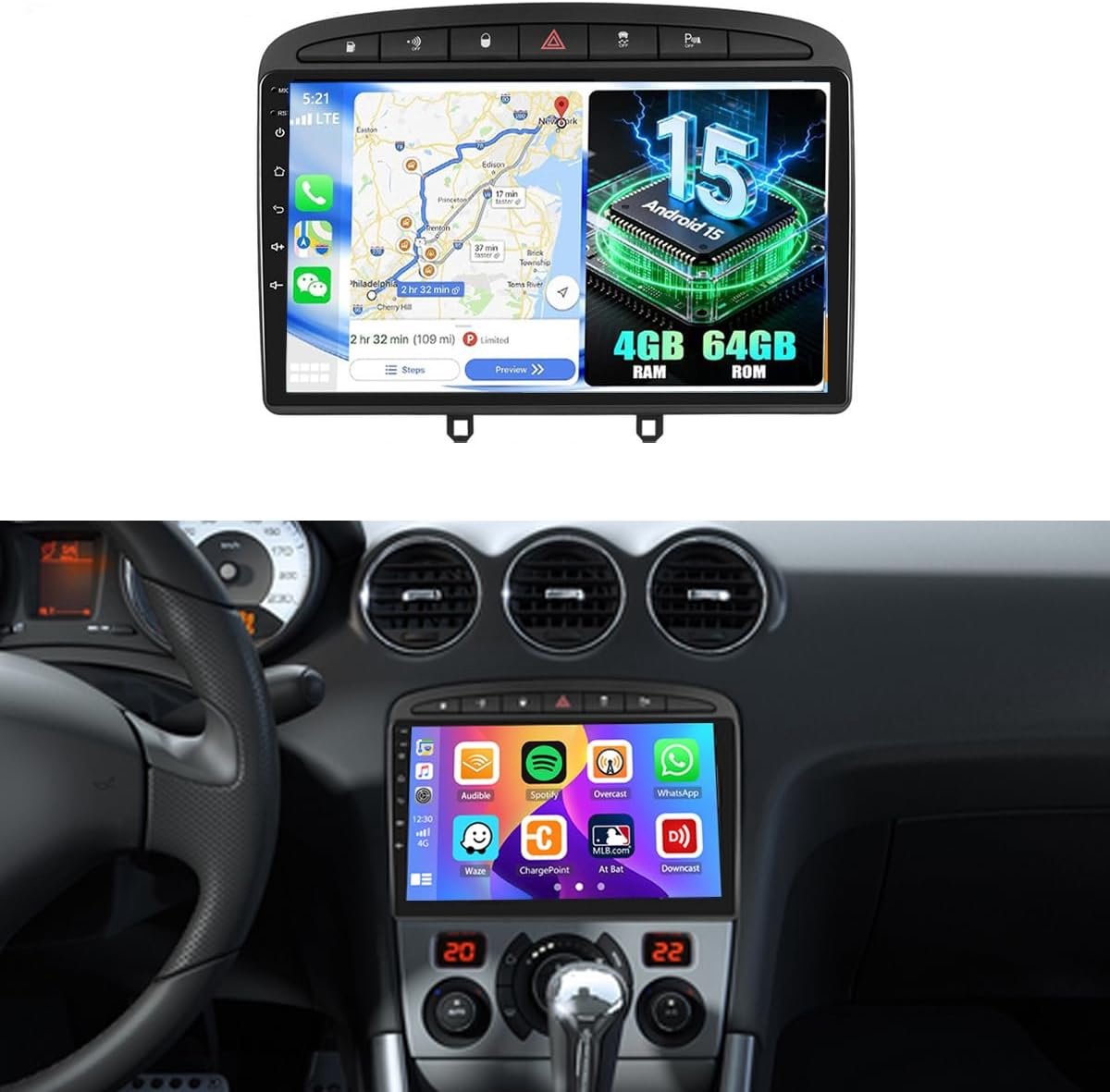 Auto Radio Android Carplay voor Peugeot 308/408 (2007-2015) Navigatie en Multimedia