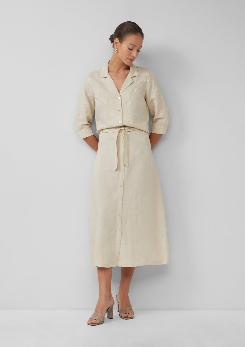 s.Oliver - female - Uitlopende midirok met decoratieve knoopsluiting en ceintuur met motief