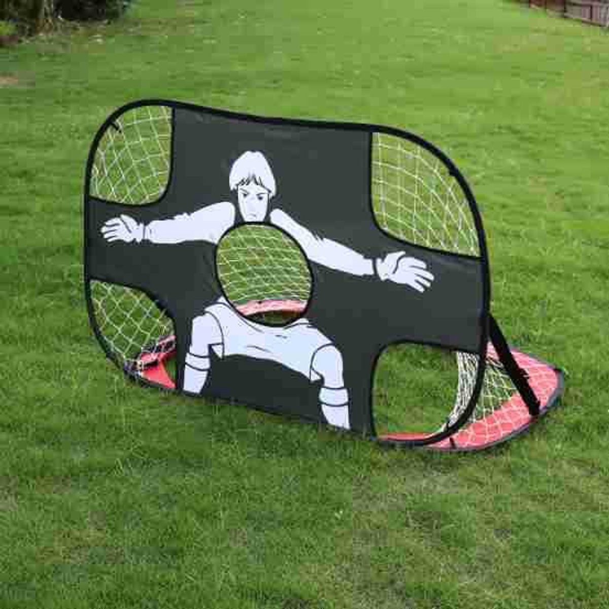 Roodgerand 2-in-1 opvouwbaar, pop-up voetbaltrainingsdoel met voetbaldoel.