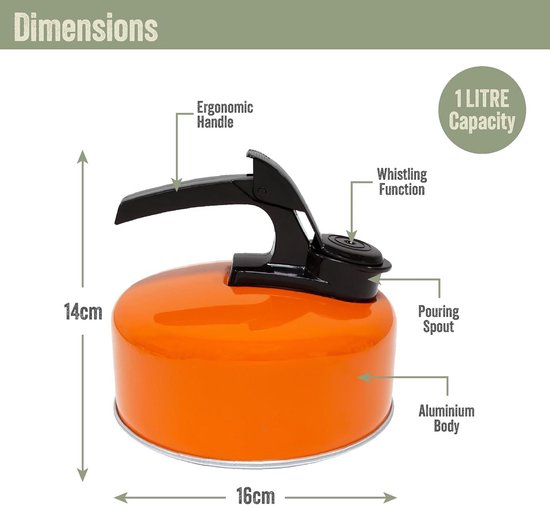 Fluitketel voor Camping en Buiten - Lichtgewicht Aluminium Waterkoker met Hittebestendige Handgreep — afbeelding 5