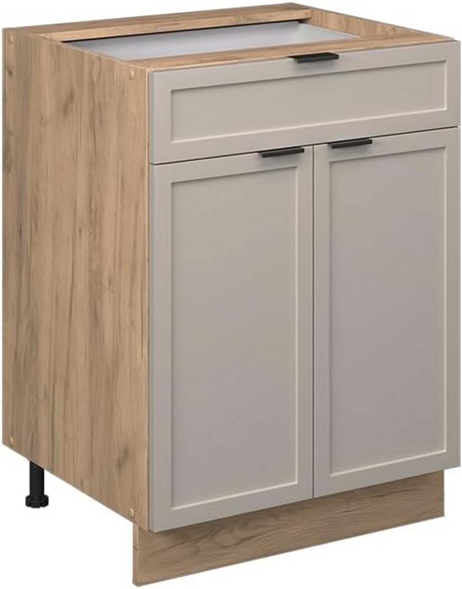 Keukenonderkast 60 cm met Lade - Grijsbeige Opbergkast