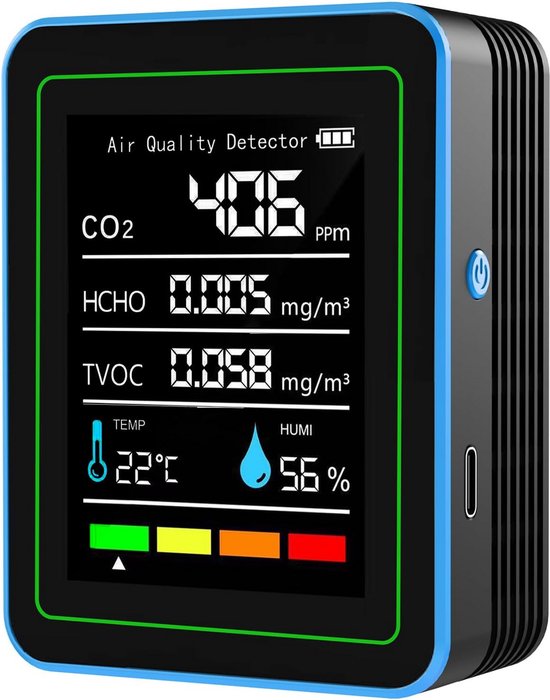 Fijnstofmeter - Luchtkwaliteitsmeter Voor Binnen - Co2 Meter - Indicator